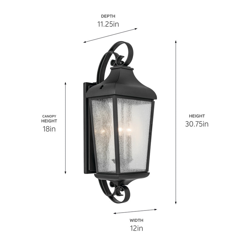 Kichler 49738BKT Three Light Outdoor Wall Mount, Textured Black (2)