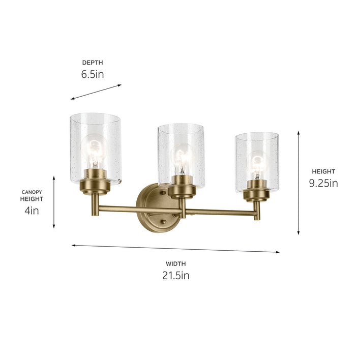 Kichler 45886NBR Three Light Bath, Natural Brass (2)