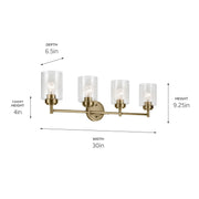 Kichler 45887NBR Four Light Bath, Natural Brass (2)