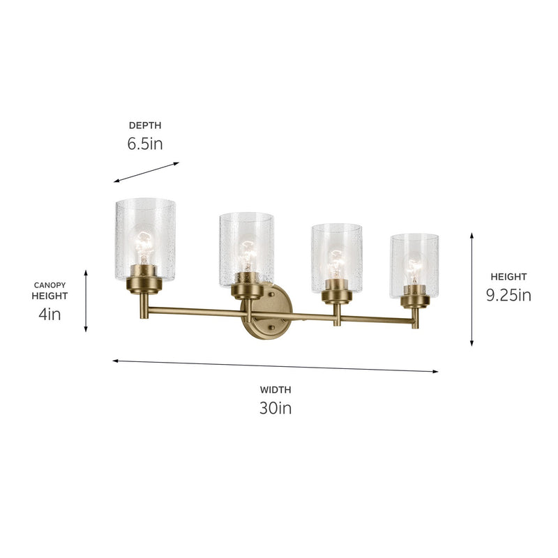 Kichler 45887NBR Four Light Bath, Natural Brass (2)