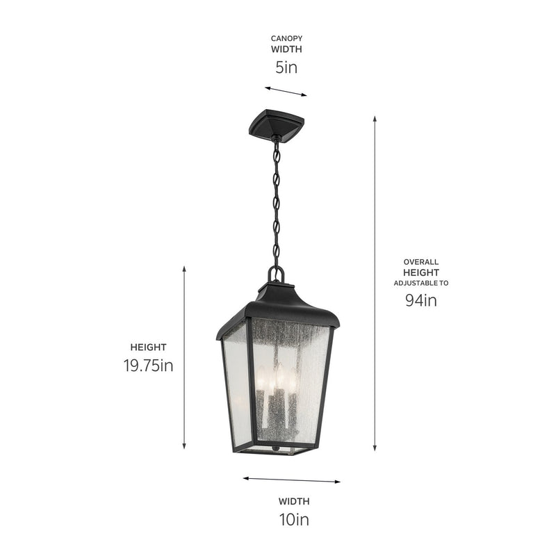 Kichler 49740BKT Four Light Outdoor Pendant, Textured Black (4)