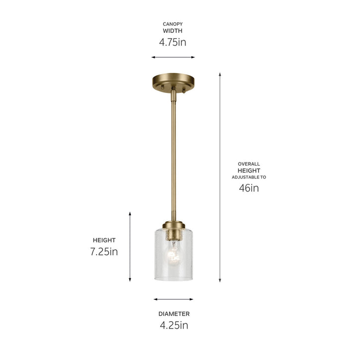 Kichler 44032NBR One Light Mini Pendant, Natural Brass (4)