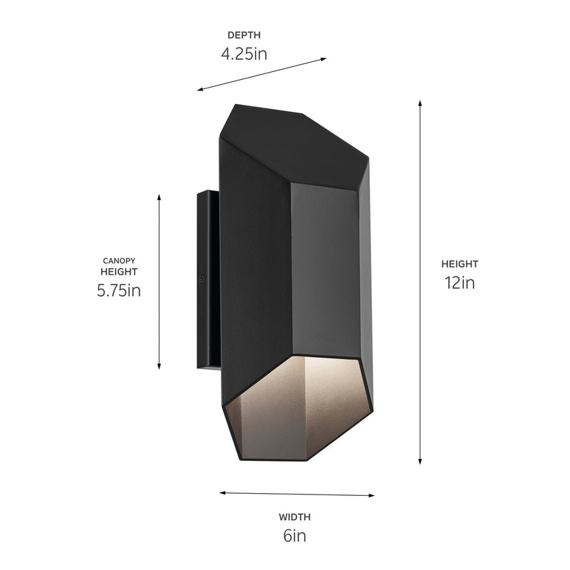 Kichler 49607BKLED LED Outdoor Wall Mount, Black (4)