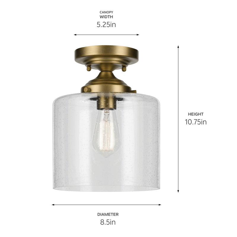 Kichler 44033NBR One Light Semi Flush Mount, Natural Brass (4)