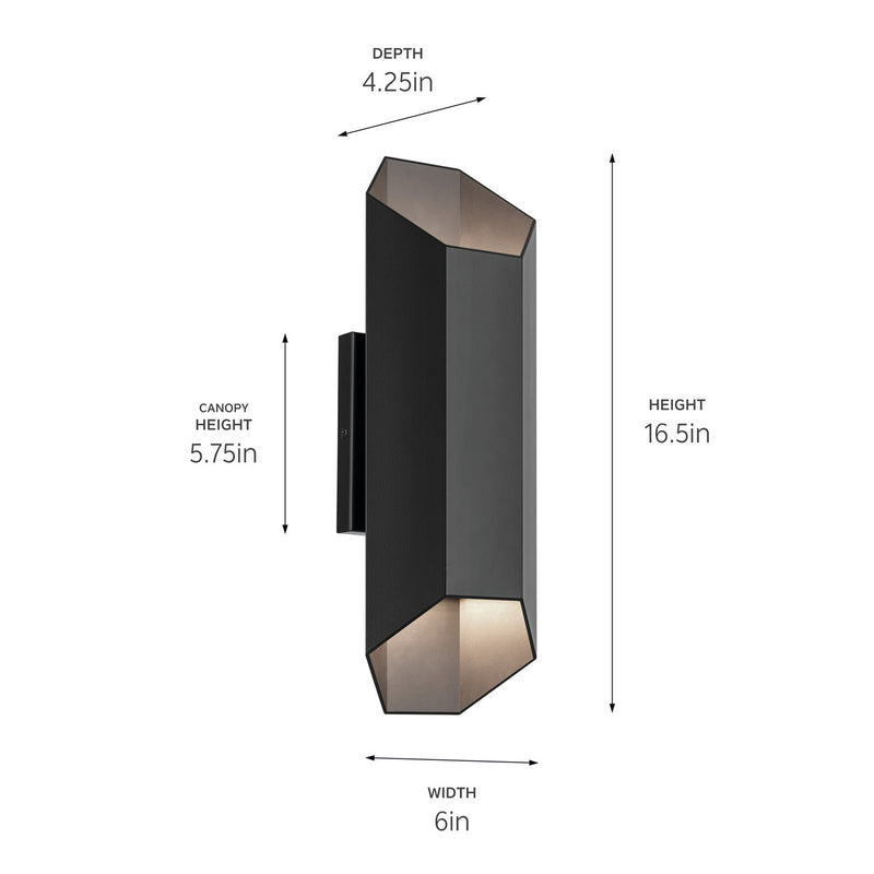 Kichler 49608BKLED LED Outdoor Wall Mount, Black (4)