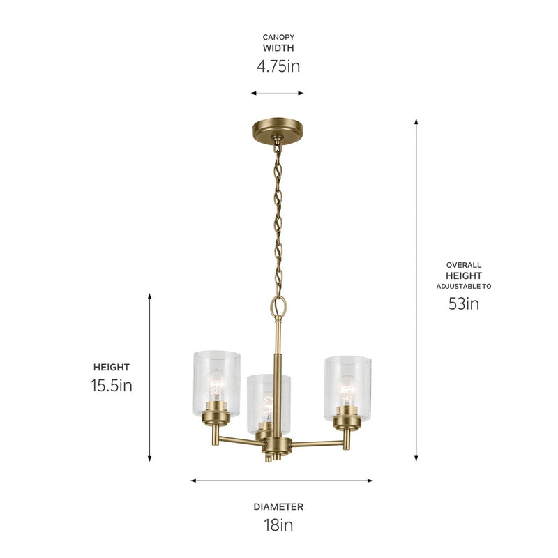 Kichler 44029NBR Three Light Mini Chandelier, Natural Brass (4)