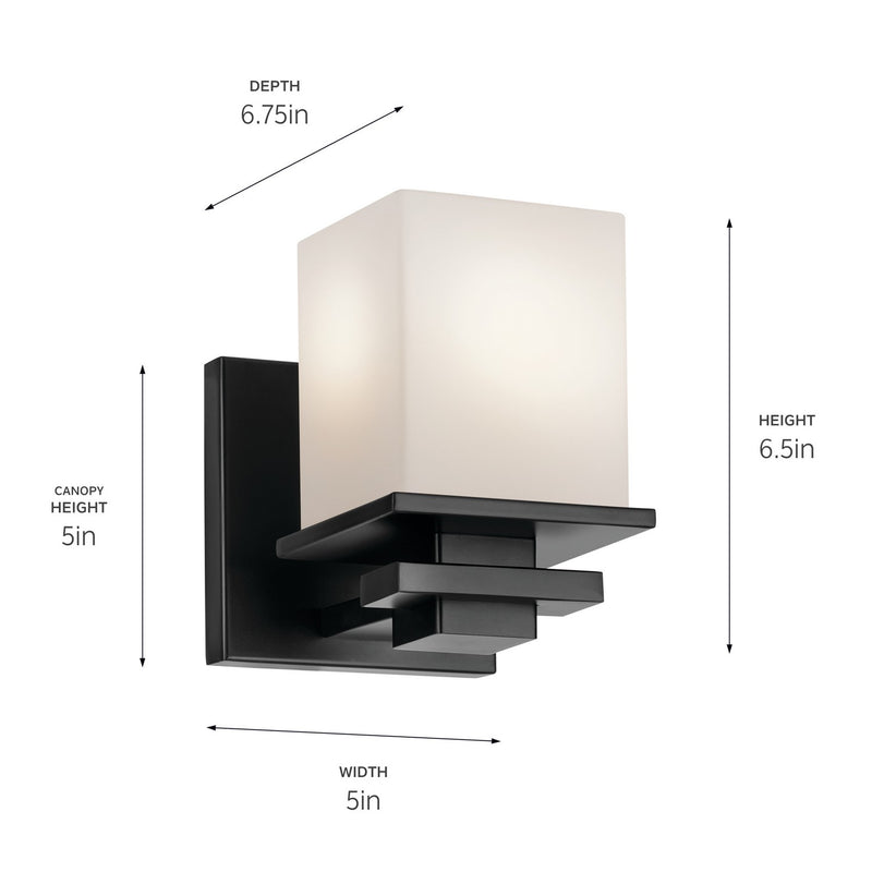 Kichler 45149BK One Light Wall Sconce, Black (3)