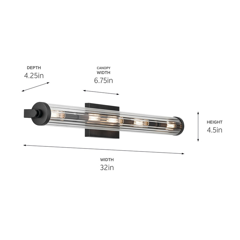 Kichler 45650BK Five Light Linear Bath, Black (2)