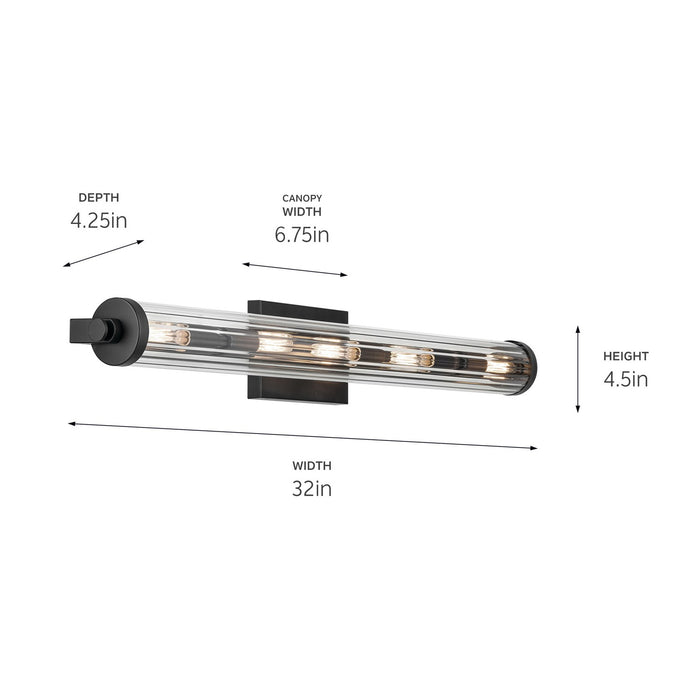 Kichler 45650BK Five Light Linear Bath, Black (2)