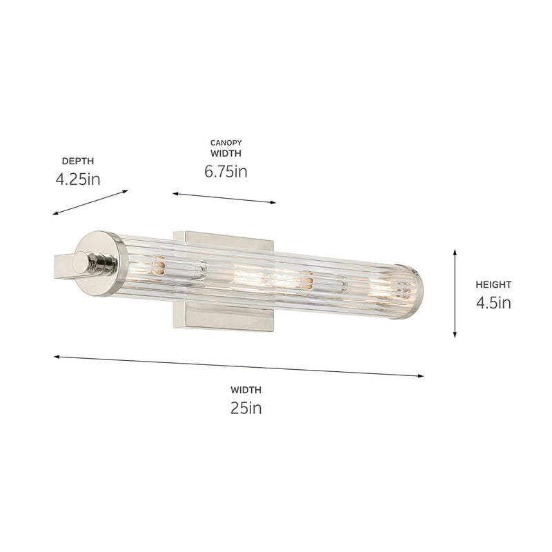 Kichler 45649PN Four Light Linear Bath, Polished Nickel (3)