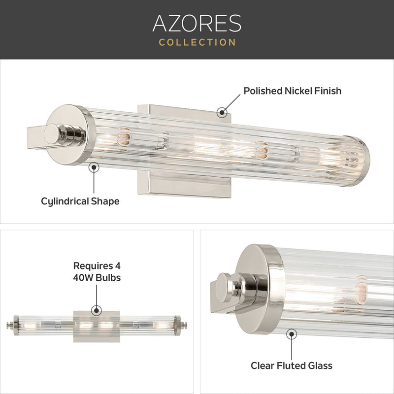 Kichler 45649PN Four Light Linear Bath, Polished Nickel (5)