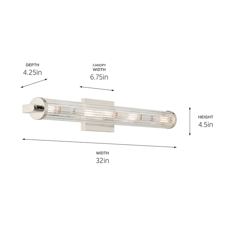 Kichler 45650PN Five Light Linear Bath, Polished Nickel (2)