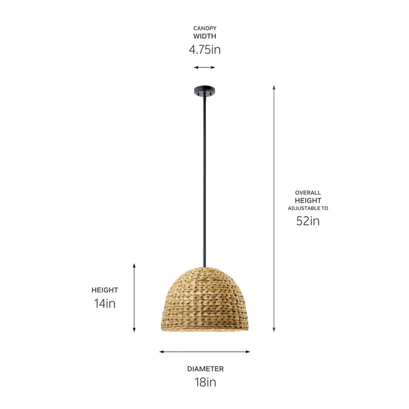 Kichler 44399BK One Light Mini Pendant, Black (3)