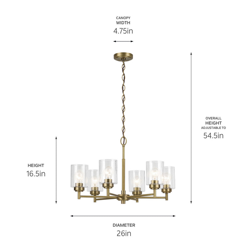 Kichler 52616NBR Six Light Chandelier, Natural Brass (3)