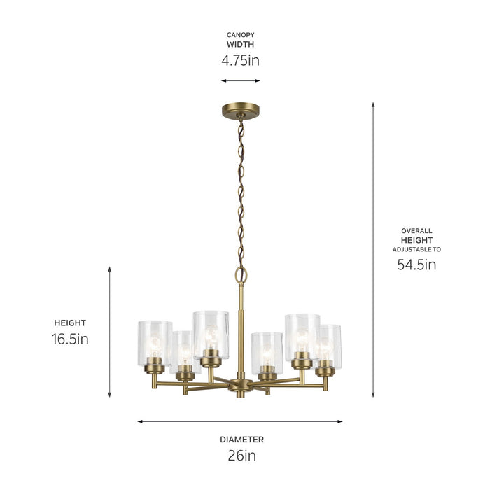 Kichler 52616NBR Six Light Chandelier, Natural Brass (3)