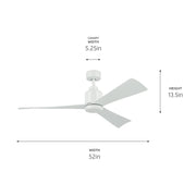 Kichler 310452WH 52"Ceiling Fan, White (4)