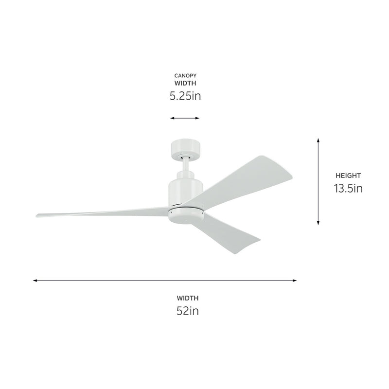 Kichler 310452WH 52"Ceiling Fan, White (4)