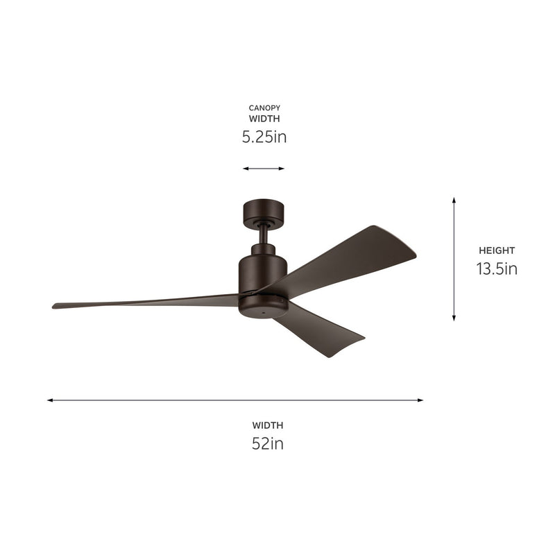 Kichler 310452SNB 52"Ceiling Fan, Satin Natural Bronze (4)