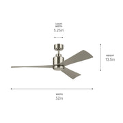 Kichler 310452BSS 52"Ceiling Fan, Brushed Stainless Steel (4)
