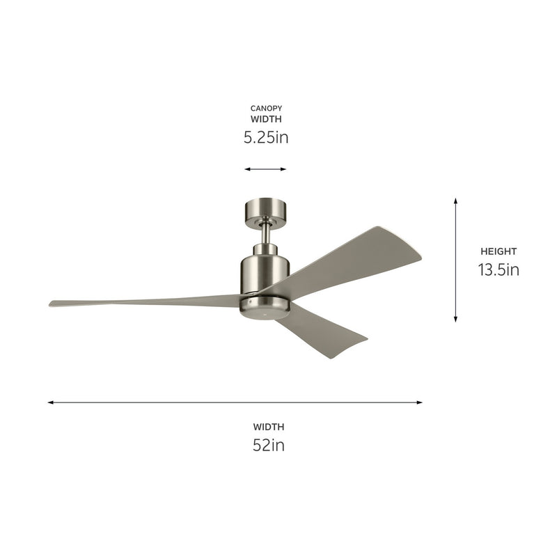 Kichler 310452BSS 52"Ceiling Fan, Brushed Stainless Steel (4)