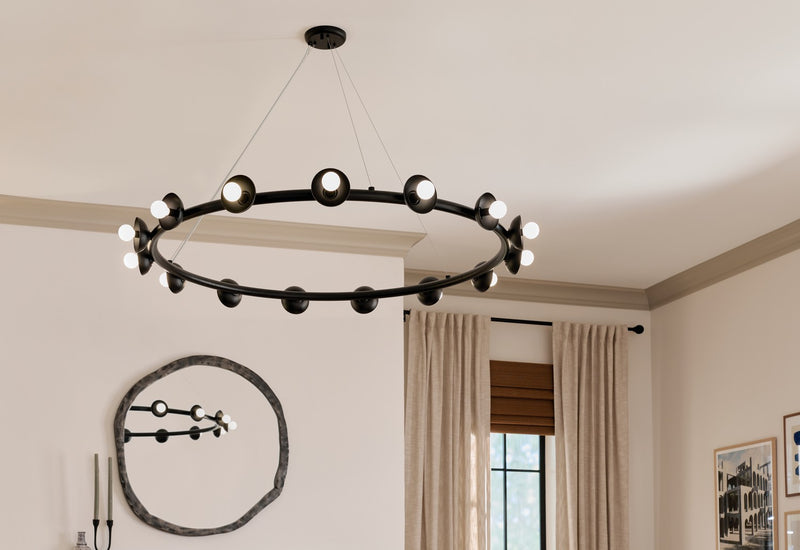 Kichler 52644BK 15 Light Chandelier, Black (2)