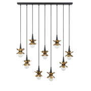 Savoy House 1-2185-9-103 Nine Light Linear Chandelier, Satin Black w/Hammered Gold (2)