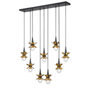 Savoy House 1-2185-9-103 Nine Light Linear Chandelier, Satin Black w/Hammered Gold (3)