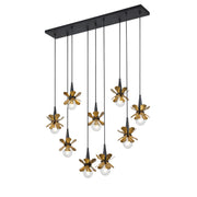 Savoy House 1-2185-9-103 Nine Light Linear Chandelier, Satin Black w/Hammered Gold (4)