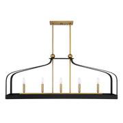 Savoy House 1-7804-5-143 Five Light Linear Chandelier, Matte Black w/Warm Brass (2)