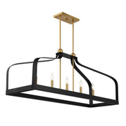 Savoy House 1-7804-5-143 Five Light Linear Chandelier, Matte Black w/Warm Brass (4)
