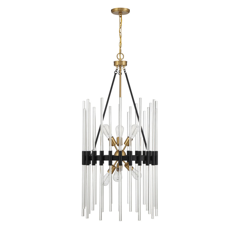 Savoy House 3-1936-6-143 Six Light Pendant, Matte Black w/Warm Brass (2)