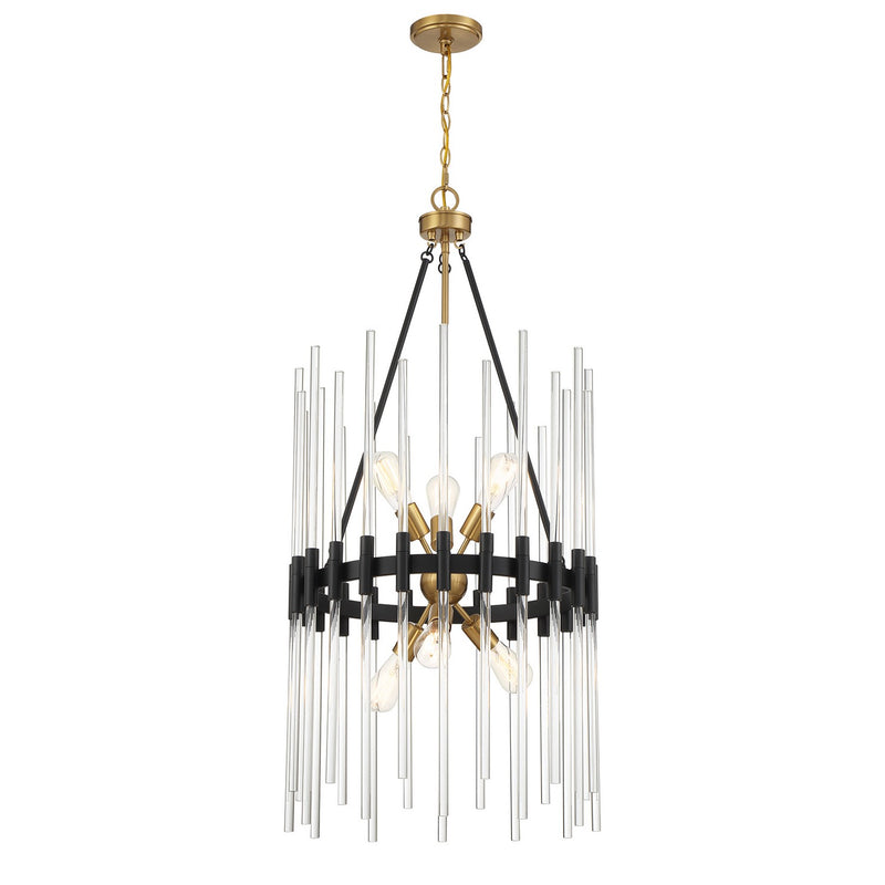 Savoy House 3-1936-6-143 Six Light Pendant, Matte Black w/Warm Brass (3)