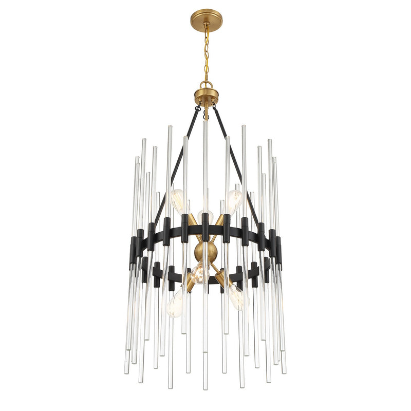 Savoy House 3-1936-6-143 Six Light Pendant, Matte Black w/Warm Brass (4)
