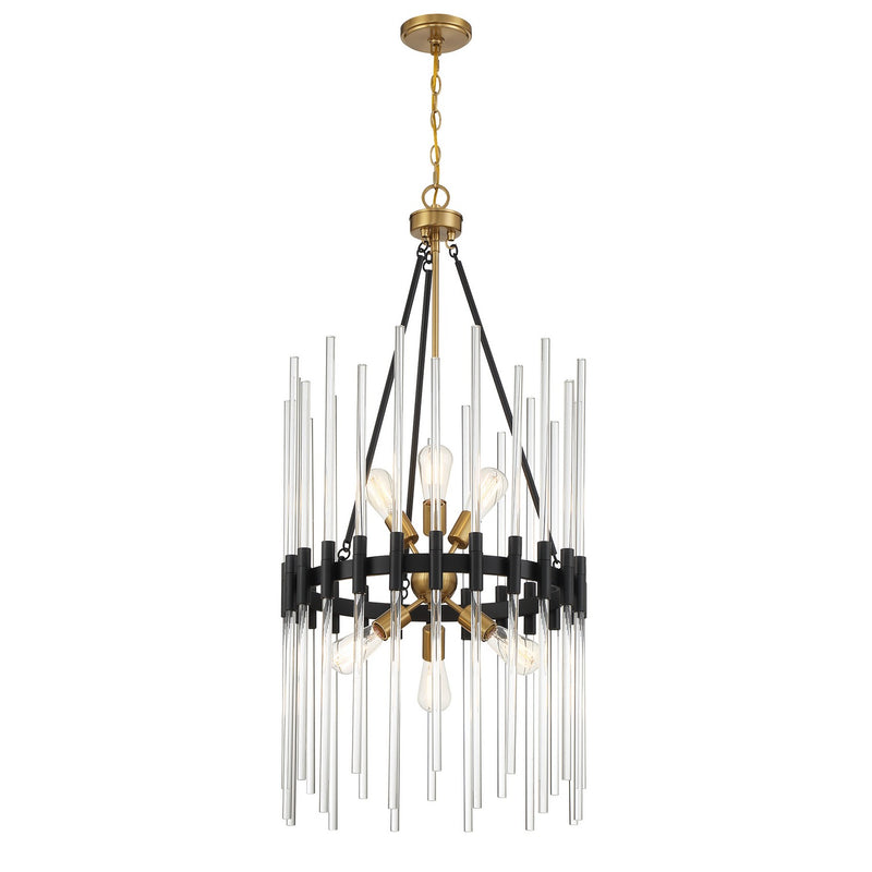 Savoy House 3-1936-6-143 Six Light Pendant, Matte Black w/Warm Brass (5)