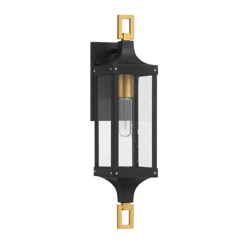 Savoy House 5-275-144 One Light Outdoor Wall Lantern, Matte Black/Weathered Brushed Brass (2)