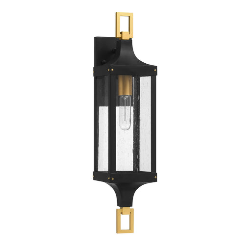 Savoy House 5-276-144 One Light Outdoor Wall Lantern, Matte Black/Weathered Brushed Brass (2)