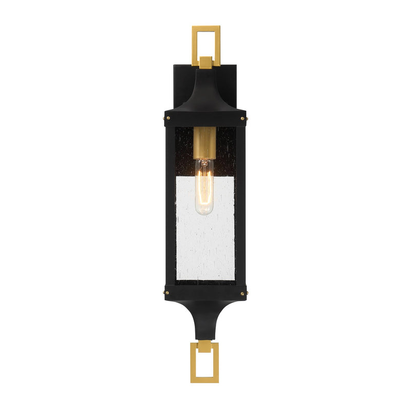 Savoy House 5-276-144 One Light Outdoor Wall Lantern, Matte Black/Weathered Brushed Brass (3)