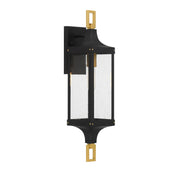 Savoy House 5-276-144 One Light Outdoor Wall Lantern, Matte Black/Weathered Brushed Brass (4)
