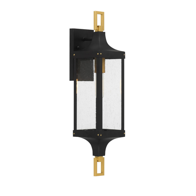 Savoy House 5-276-144 One Light Outdoor Wall Lantern, Matte Black/Weathered Brushed Brass (4)
