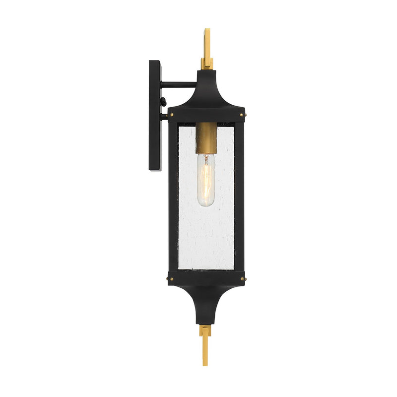 Savoy House 5-276-144 One Light Outdoor Wall Lantern, Matte Black/Weathered Brushed Brass (5)