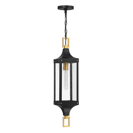 Savoy House 5-277-144 One Light Outdoor Hanging Lantern, Matte Black/Weathered Brushed Brass (2)