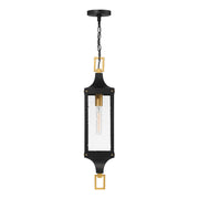 Savoy House 5-277-144 One Light Outdoor Hanging Lantern, Matte Black/Weathered Brushed Brass (3)