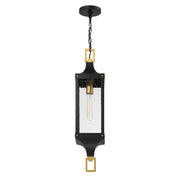 Savoy House 5-277-144 One Light Outdoor Hanging Lantern, Matte Black/Weathered Brushed Brass (4)
