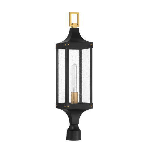 Savoy House 5-278-144 One Light Outdoor Post Lantern, Matte Black/Weathered Brushed Brass (2)