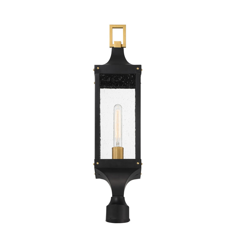 Savoy House 5-278-144 One Light Outdoor Post Lantern, Matte Black/Weathered Brushed Brass (3)