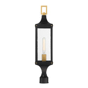 Savoy House 5-278-144 One Light Outdoor Post Lantern, Matte Black/Weathered Brushed Brass (4)