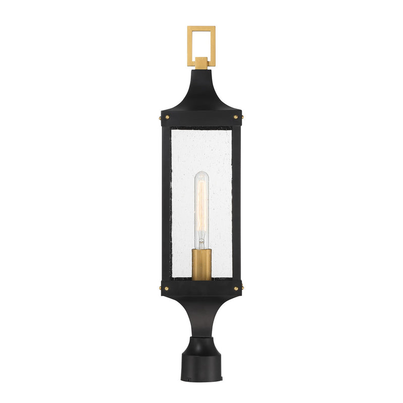 Savoy House 5-278-144 One Light Outdoor Post Lantern, Matte Black/Weathered Brushed Brass (4)