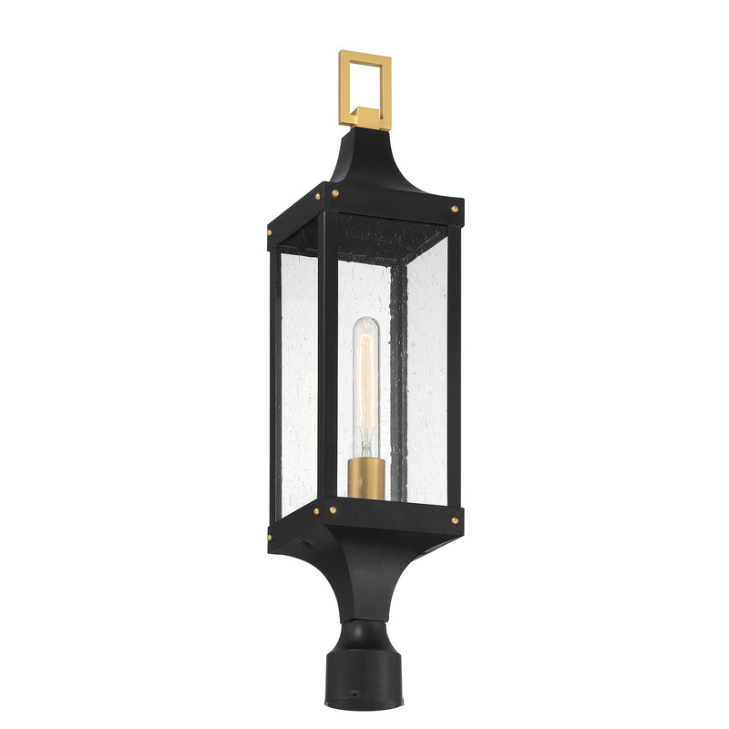 Savoy House 5-278-144 One Light Outdoor Post Lantern, Matte Black/Weathered Brushed Brass (5)