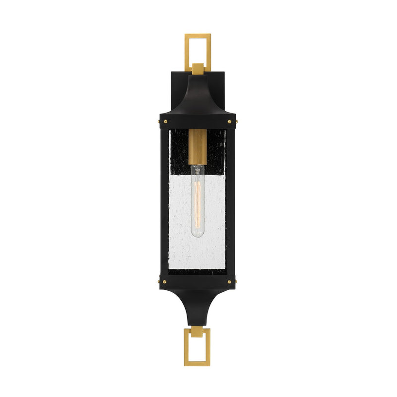 Savoy House 5-279-144 One Light Outdoor Wall Lantern, Matte Black/Weathered Brushed Brass (3)