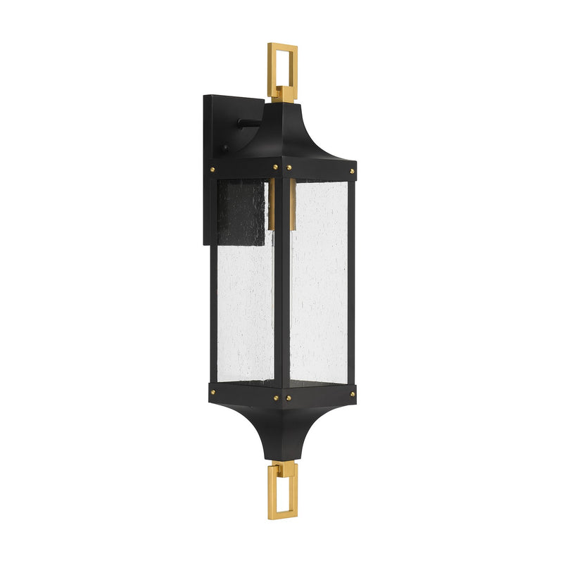 Savoy House 5-279-144 One Light Outdoor Wall Lantern, Matte Black/Weathered Brushed Brass (4)